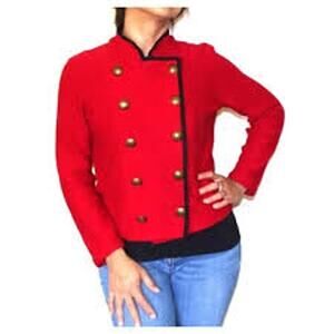 RALPH LAUREN Military Sweater Jacket Red Size Small S ACADEMIA EQUESTRIAN